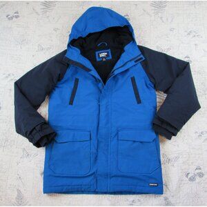 Lands' End Boys Winter Squall Waterproof Hooded Coat Jacket Blue Black L 14 16